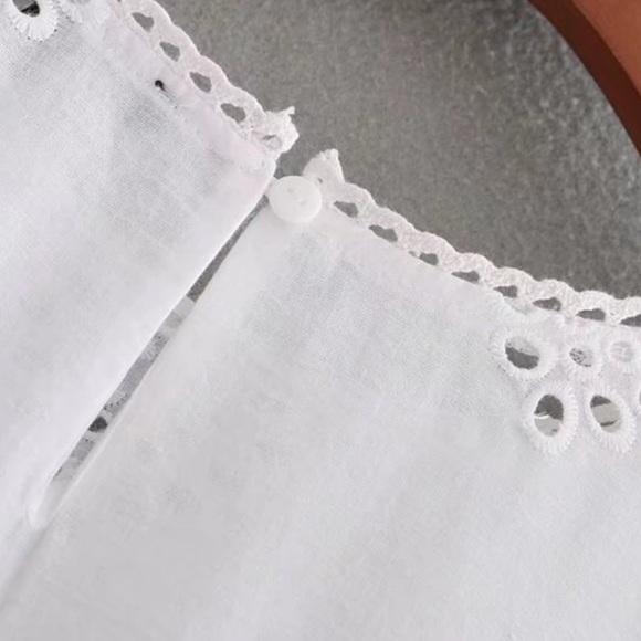 Boho Embroidered Ruffle White Blouse/Top - Picture 6 of 8